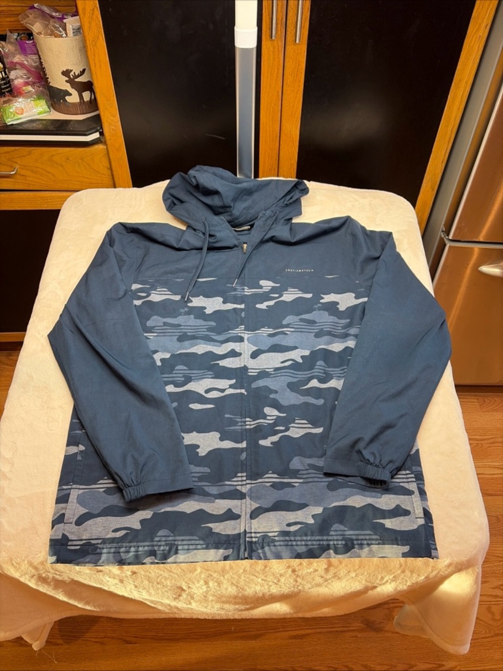 Travis Mathew Tech Hoodie Jacket Mens Sz XXL Blue Camo